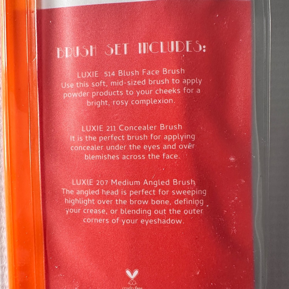 Luxie x PauTips Por La Noche 3pc Makeup Brush Set with Travel Pouch Orange White - Picture 4 of 5